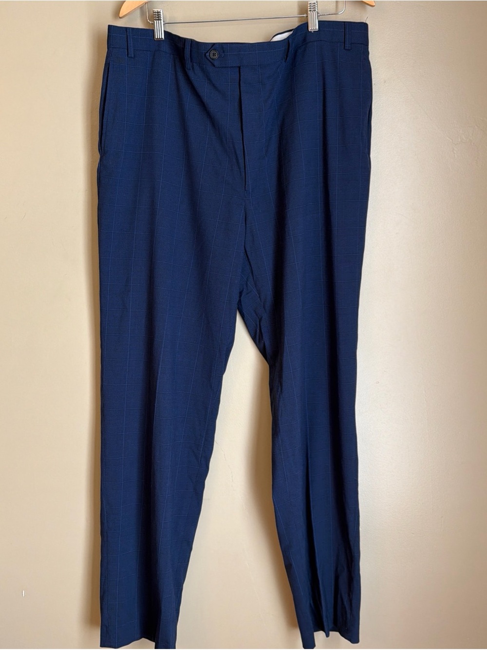 Ralph Lauren Dress Pants Mens 40 Long Navy Window Pane Plaid Office Preppy